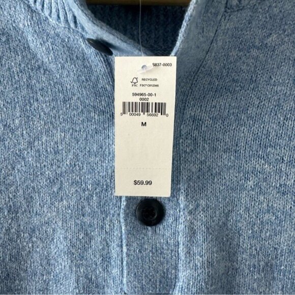 GAP Blue Mock Neck Sweater M Cotton Wool Blend NWT Minimalist Quiet Luxury - Picture 5 of 7